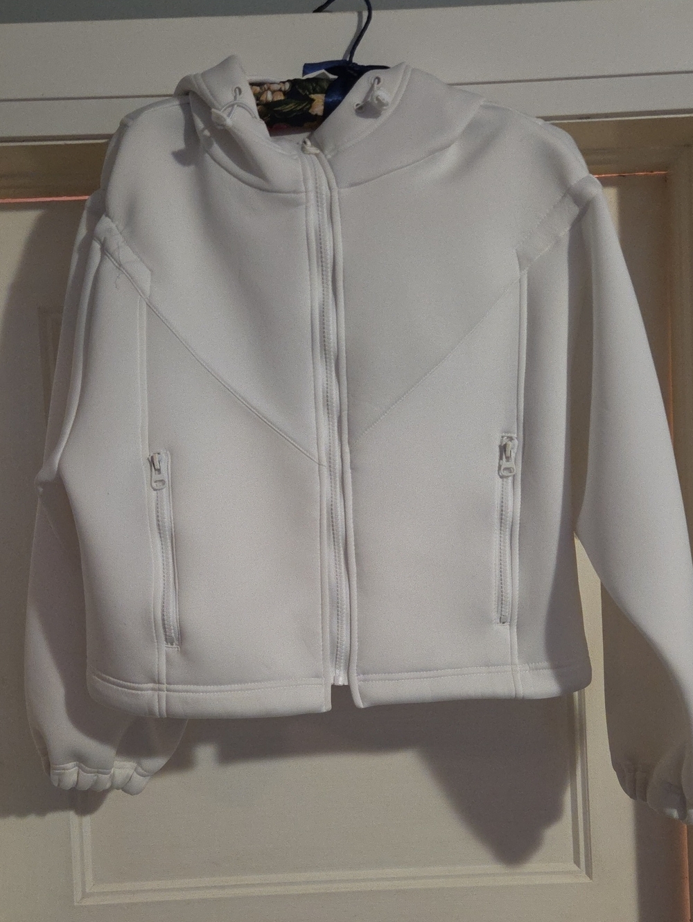 Shinestar White Hooded Bomber Jacket